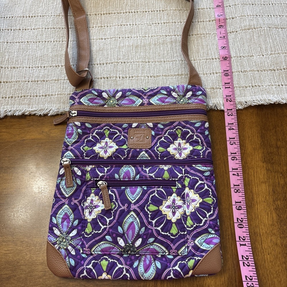 Stone Mountain Purple Paisley Shoulder Crossbody Bag Purse Adj Strap 12"x9"